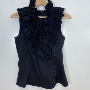 Adrianna Papell Black Ruffled Top